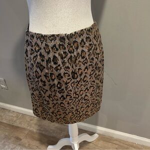 NWT JOA Leopard Sequin Skirt Womens Medium Sparkly NEW